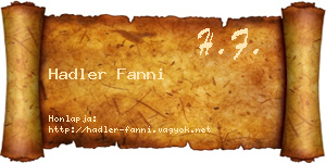 Hadler Fanni névjegykártya